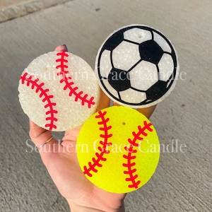 Balles de sport fraîches | Bougie Ballon de Sport pour Voiture | Ballon de football voiture Freshie | Voiture de baseball fraîchement préparée | Voiture de softball | Monogramme
