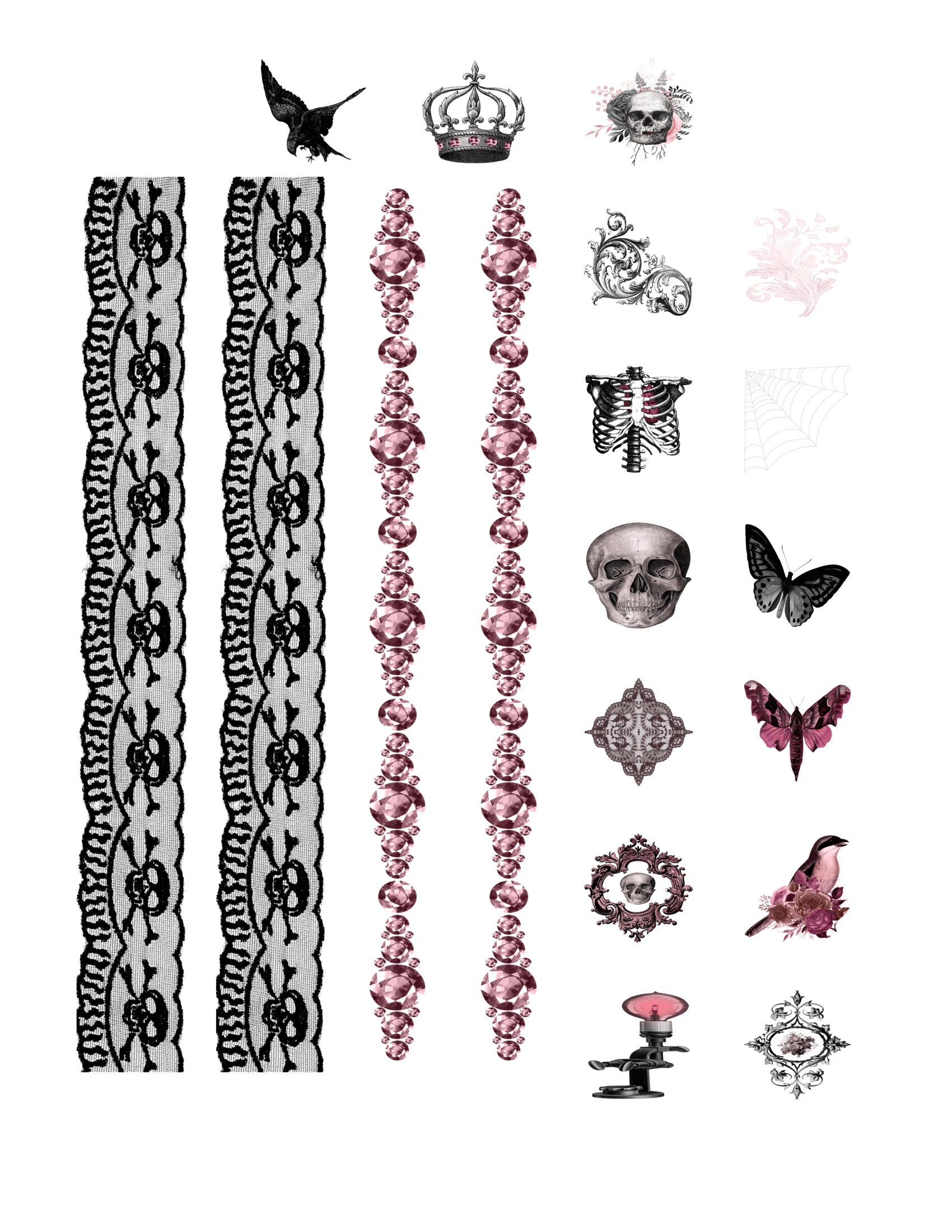 Printable Gothic Girly Planner Stickers - Etsy
