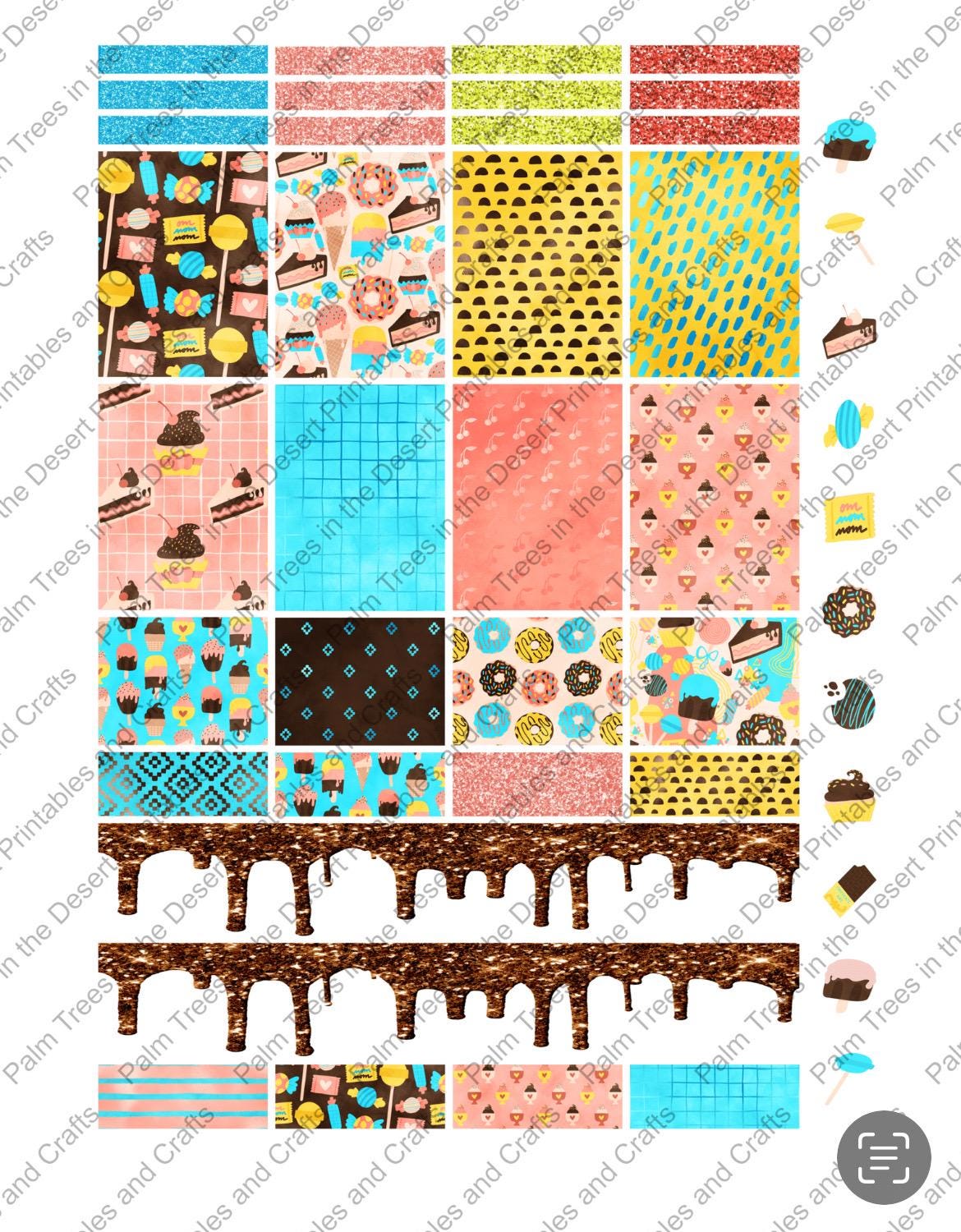 Sweets-printable Planner Stickers for Use With Erin Condren Sized ...