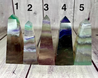 Rainbow Fluorite Towers, Fluorite Crystal, Purple, Green, Blue, Clear