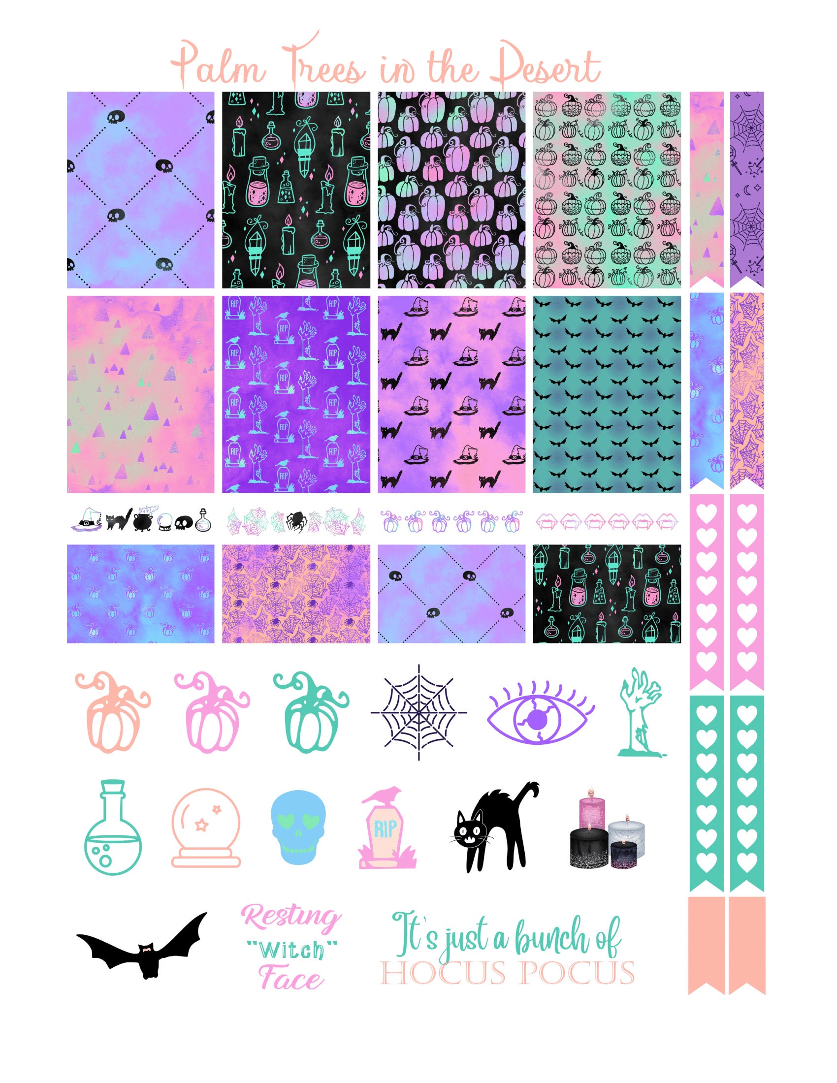 Colorful Halloween Printable Planner Stickers for Use With Erin Condren ...