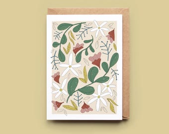 Fleurs et végétaux | Carte de souhaits | Carte de voeux | Sans texte | Illustration | Florence MB | IllustreFlo | Montréal | Québec
