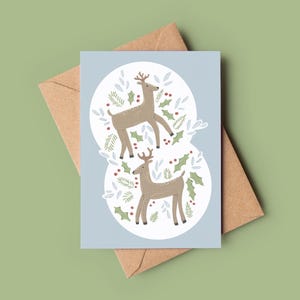 Greeting card | Cute little bovines | Reindeer | Christmas reindeer | Without text | Illustration | Florence MB | IllustreFlo