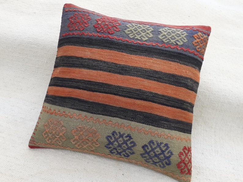 Turkish Pillow 20x20 inch Kilim Pillow Handmade Pillow Cushion Cover Vintage Pillow