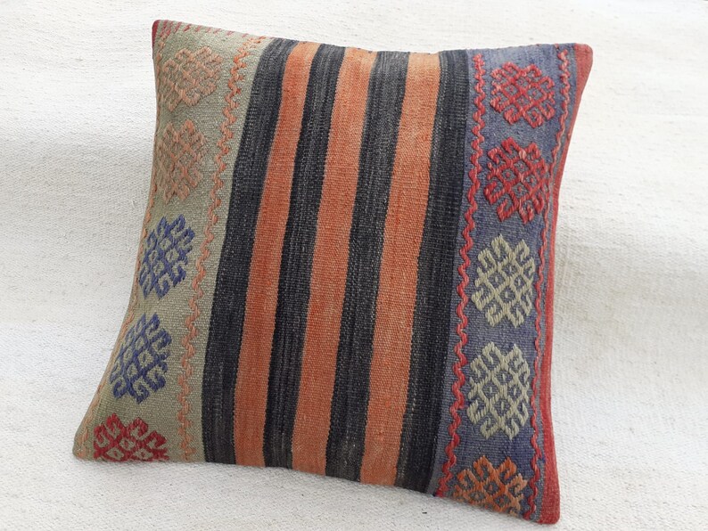 Turkish Pillow 20x20 inch Kilim Pillow Handmade Pillow Cushion Cover Vintage Pillow