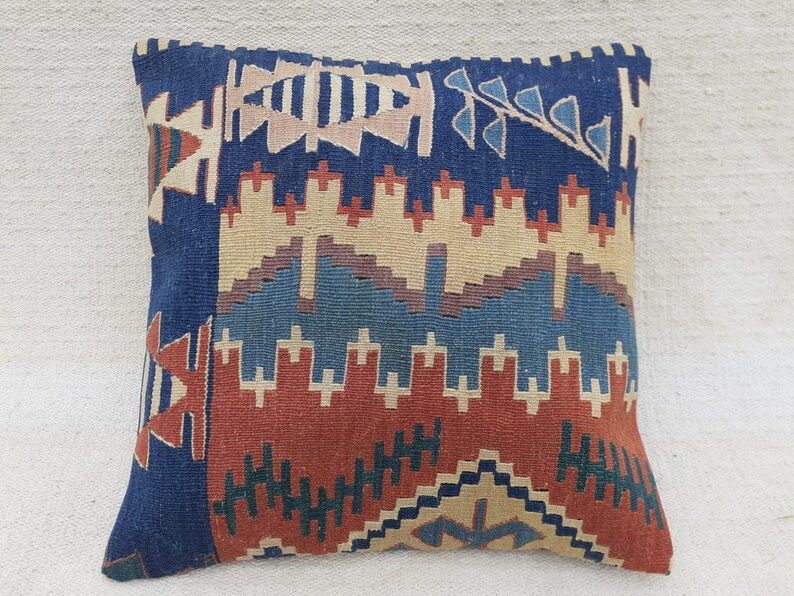 Turkish Pillow 20x20 inch Couch Pillow Kilim Pillow Handmade Pillow Kilim Pillow Turkish Kilim Cushion Cover Vintage Pillow Kilim Rug