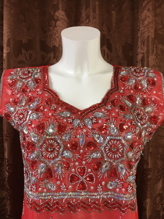 Beautiful Red Indian Short Dress with Rhinestones