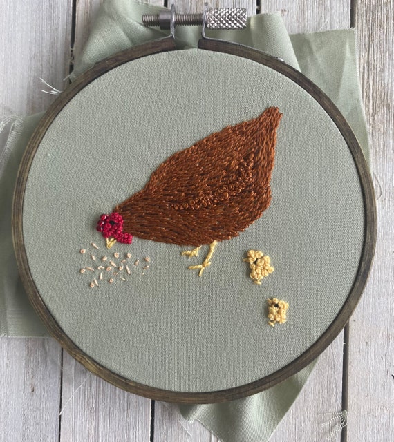 The Hen Delivers Tea Towels - Hand Embroidery Pattern - Shipped