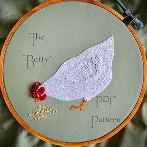 Little Hen, Chicken, PDF Pattern ONLY, Embroidery Pattern, cottagecore