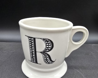 Vintage Anthropologie Initial Monogram R Coffee Tea Coco Latte Stoneware Mug Shaving Style Mug Collectible Kitchen Decor
