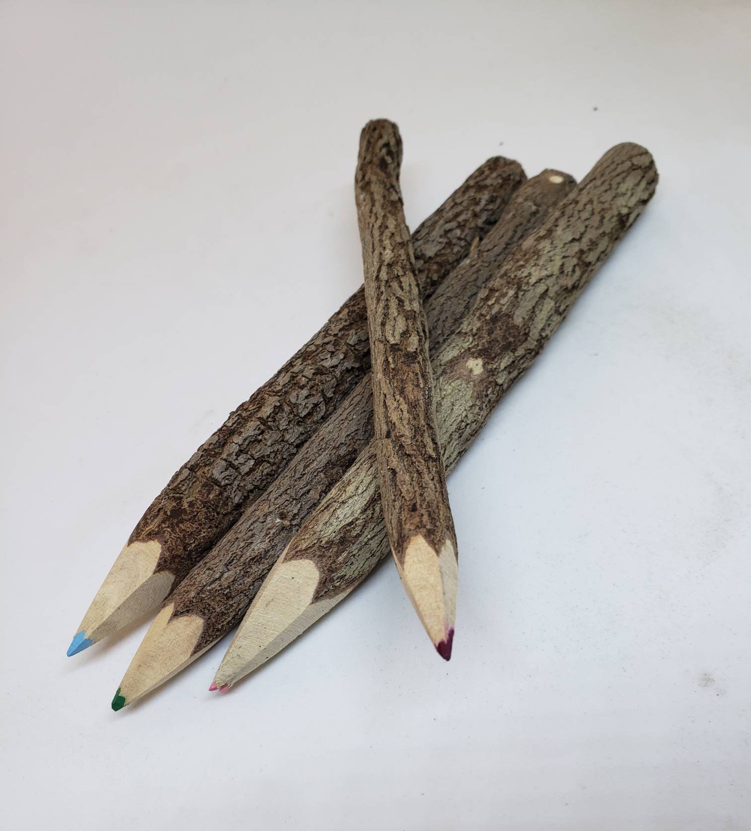 Set of 4 Tree Bark Branch Colored Pencils Etsy