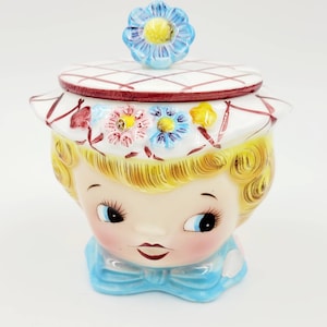 Vintage Lefton Miss Dainty Jam Jar Kitsch Kitchen Decor Collectible