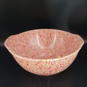 Vintage Melmac Red Pink Confetti Splatter Ware Mixing Bowl Retro Kitchen Decor Baking Decor