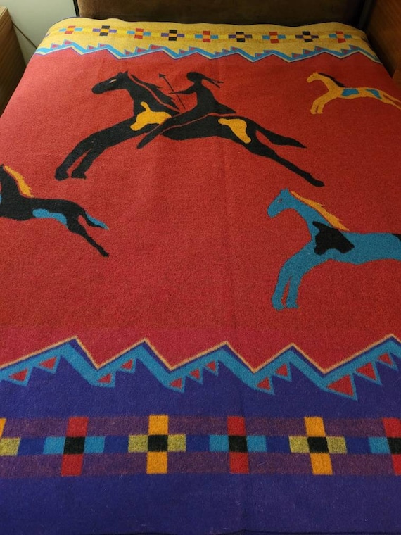 Vintage Pendleton Beaver State Reversible Legendary Collection Blanket Celebrate the Horse Wool Blanket Throw Etsy New Zealand