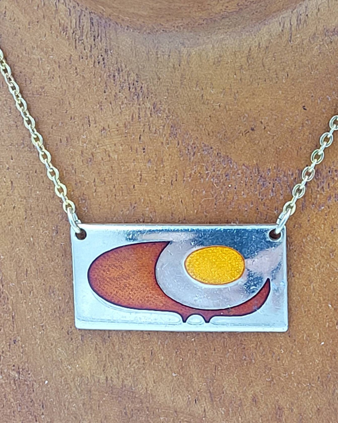 Collier Pendentif Vintage Sylvestre De Passillé Québec - Marque MAYA - Résine Noir Violet - Occasion