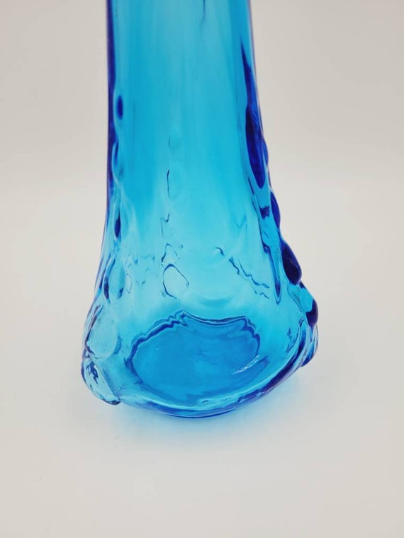 Vintage Mid Century Modern Peacock Blue Kanawha Glass Swung Vase