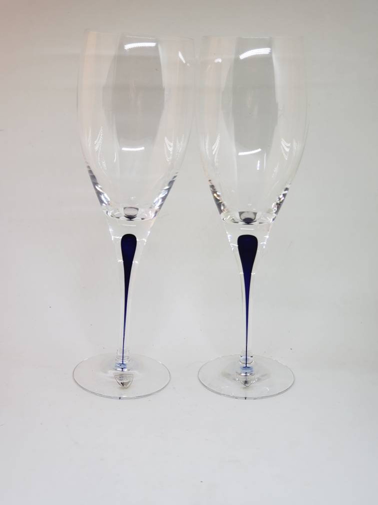 Pair of Large Orrefors Sweden Cobalt Stemware Wine Glasses Etsy