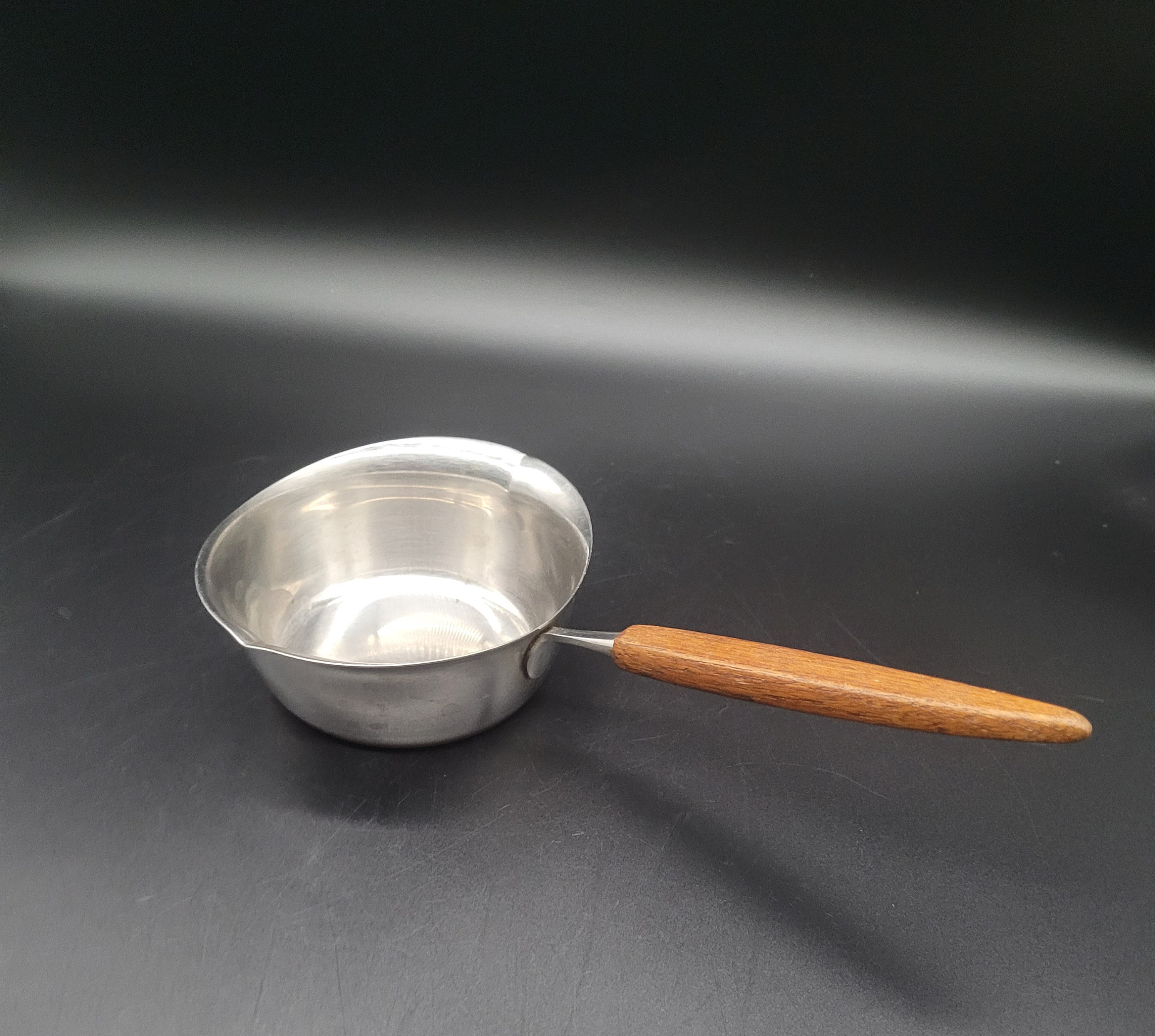 Lauffer Norway 北欧ヴィンテージ　ソースパン　ステンレス　底面銅 MCM Lauffer Sauce Butter Warmer Pot Norway Copper Bottom Teak
