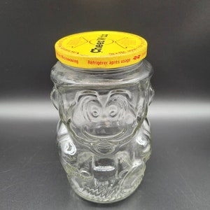 Vintage Nintendo Super Mario Brothers Kraft Cheez Whiz 1989 Glass Jar with Original Lid Super Collaboration and Hard to Find Storage Kitsch