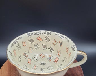 Taza de té vintage "La Copa del Conocimiento", con lectura de hojas de té, de Alfred Meakin, colección gitana de los años 30, para decoración del hogar.