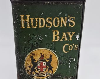 Antique Hudson's Bay Company HBC Number Six Tea Tin RARE Extremely Hard to Find Collectible Kitchen Home Decor