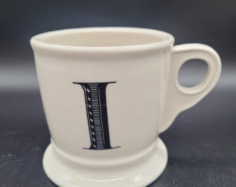 Vintage Anthropologie Initial Monogram I Coffee Tea Coco Latte Stoneware Mug Shaving Style Mug Collectible Kitchen Decor