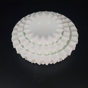 Vintage Set of 3 Fenton Glass  White Hobnail Nesting Astrays Trinket Dishes Collectible Glass Tobaccania Home Decor