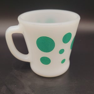 Vintage Fire King Polka Dot Mug D Handle Retro Glass Collectible Kitchen Decor