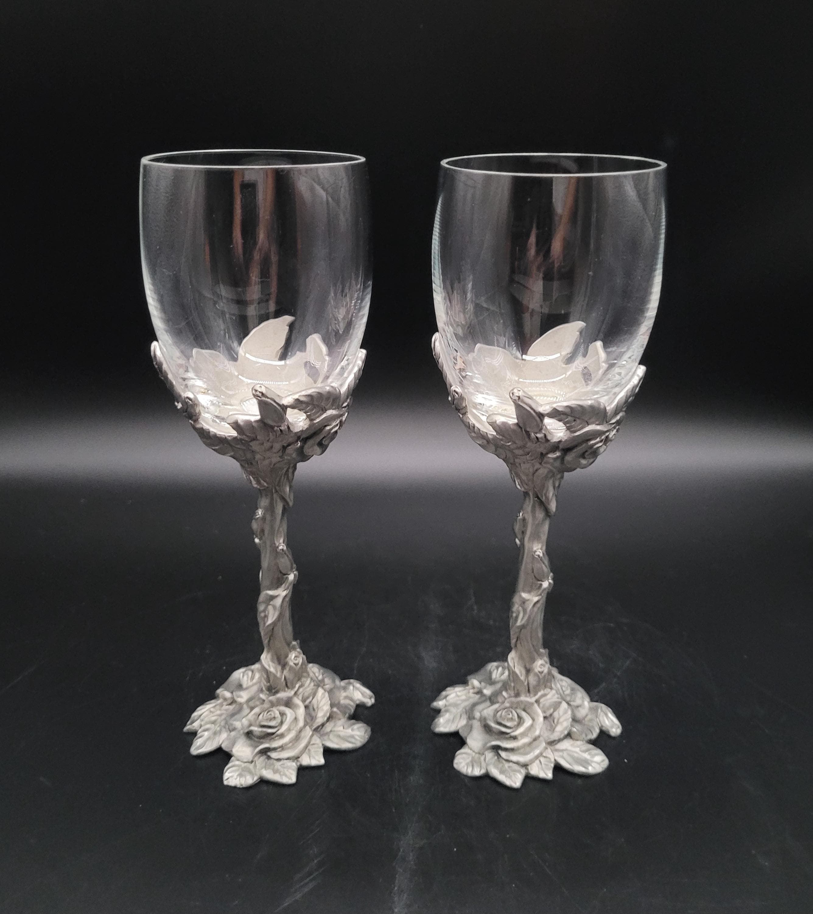Vintage Pewter Rose Collection Motif Set of 2 Wine Glasses by Seagull Pewter  Designed by Etain Zinn Stemware Collectible Barware Home Decor - Etsy