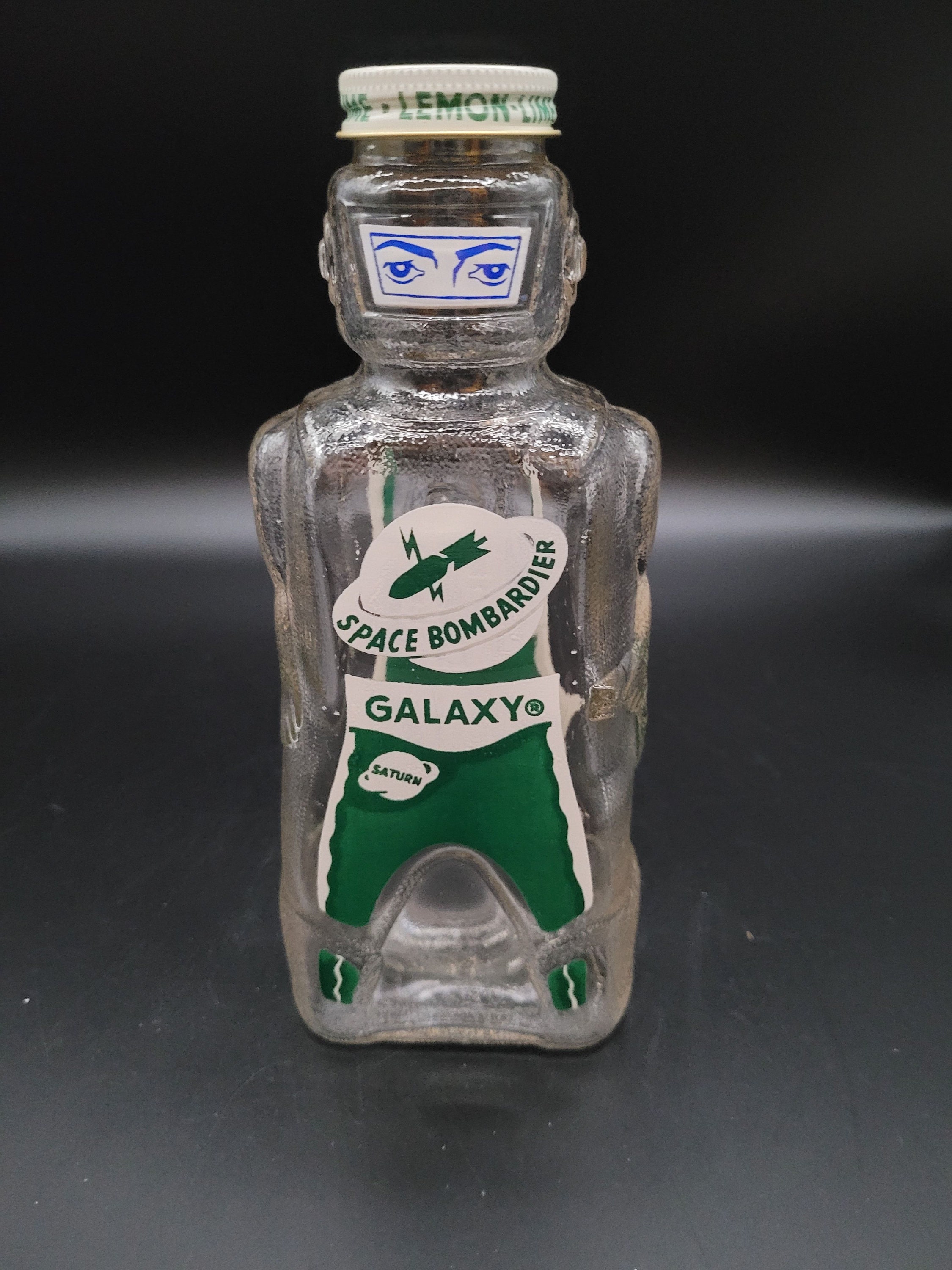 Vintage Galaxy Spaceman Foods Soda Syrup Bottle Pig Piggy Glass