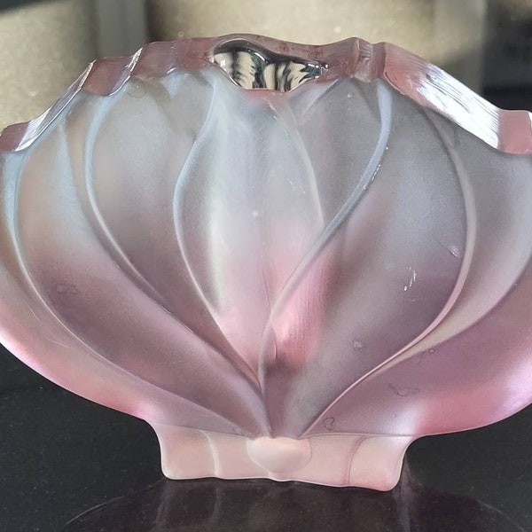 Vintage MCM Walther Kristallglas Stem Bud Vase Solifleur Pink Satin Glass Lotus Flower Vase Germany Home Decor