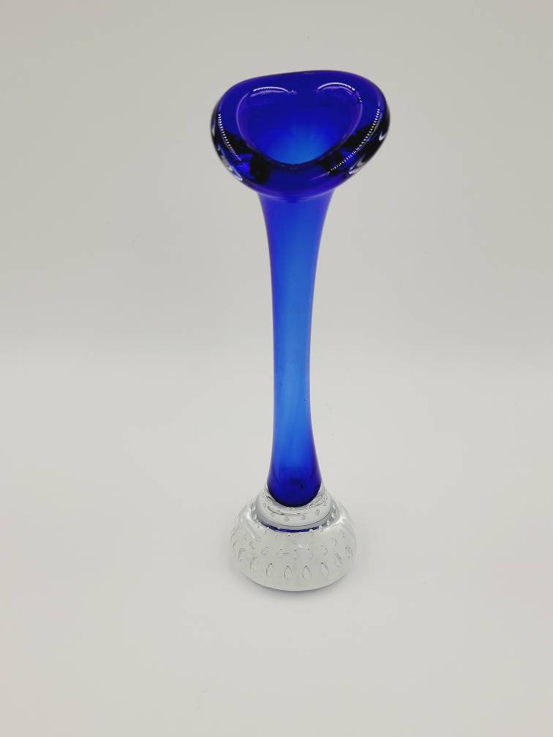Vintage Mid Century Modern Cobalt Blue Art Glass Vase With Bullicante ...