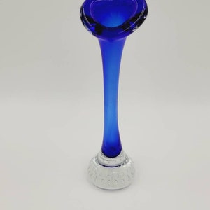 Vintage Mid Century Modern Cobalt Blue Art Glass Vase With Bullicante ...