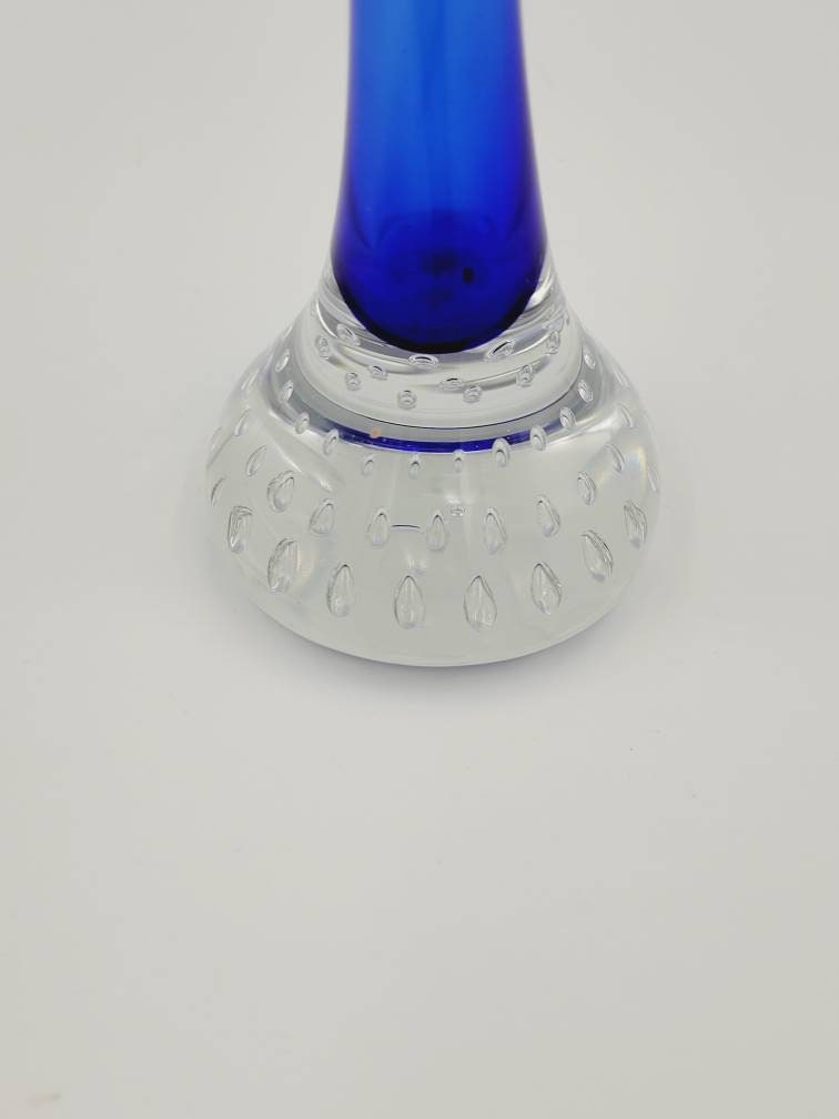 Vintage Mid Century Modern Cobalt Blue Art Glass Vase With Bullicante ...