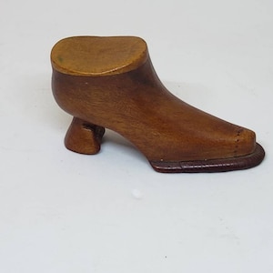 Victorian Carved Wooden Boot Match Safe with Striker Collectible Home Decor