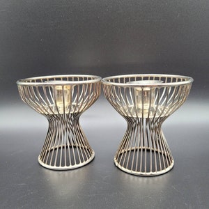 Vintage MCM Silver Plated Wire Scandinavian Candlestick Holders Candle Holders in the Style of Icon Warren Platner Home Decor