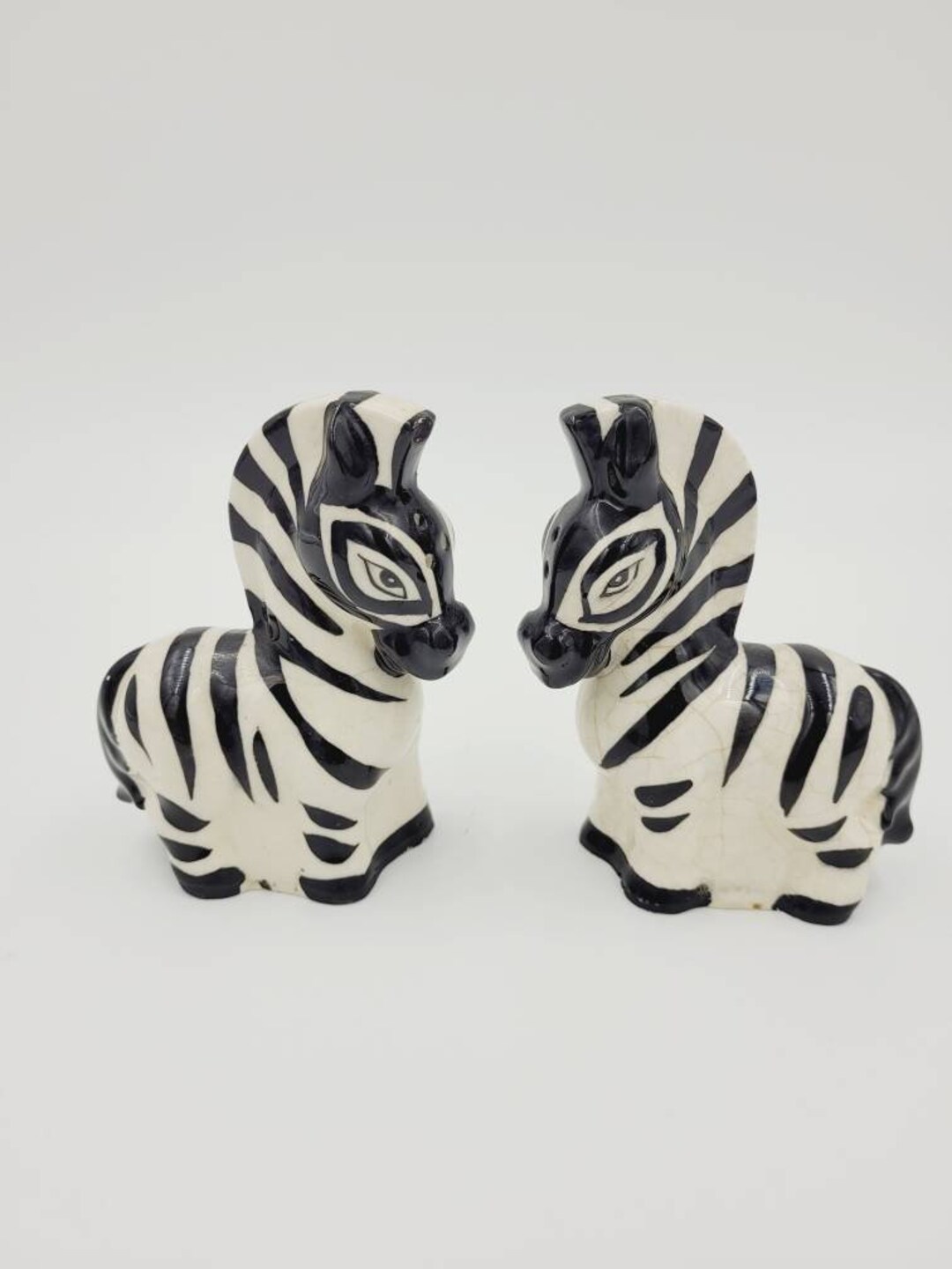 Vintage Zebra Salt and Pepper Shakers Signed Collectible Etsy