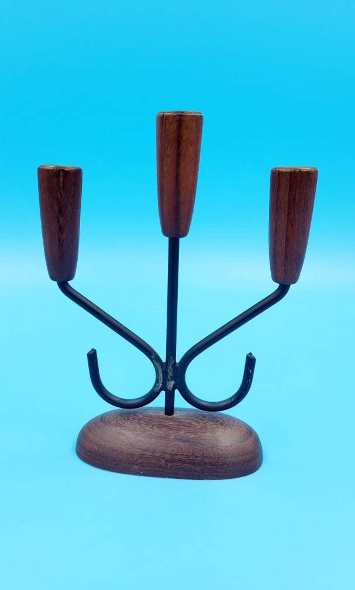 Vintage Mid Century Modern Teak Danish Denmark Candelabra Candle Holder ...