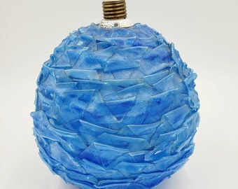 Vintage MCM Blue Spun Lucite Ribbon Light Lamp Ball Shade Fixture MCM Working Home Decor Lighting