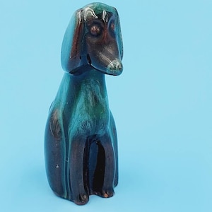 Vintage Blue Mountain Pottery Dog Figurine Signed Collectible Home Decor
