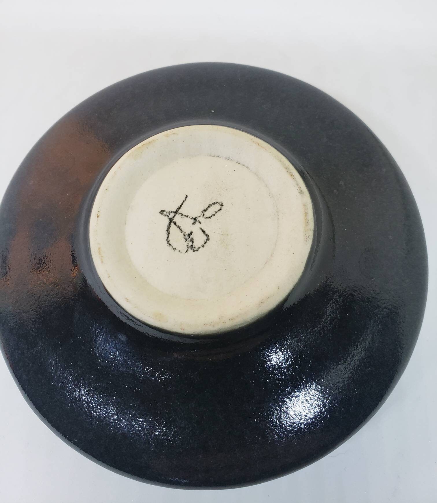 Vintage Signed Japanese Ikebana Pottery Floral Vase With Frog Etsy