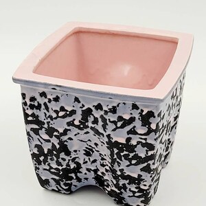 Vintage Mid Century Modern McCoy Pottery Planter Pink Gray Brocade Splatter Planter Home Decor