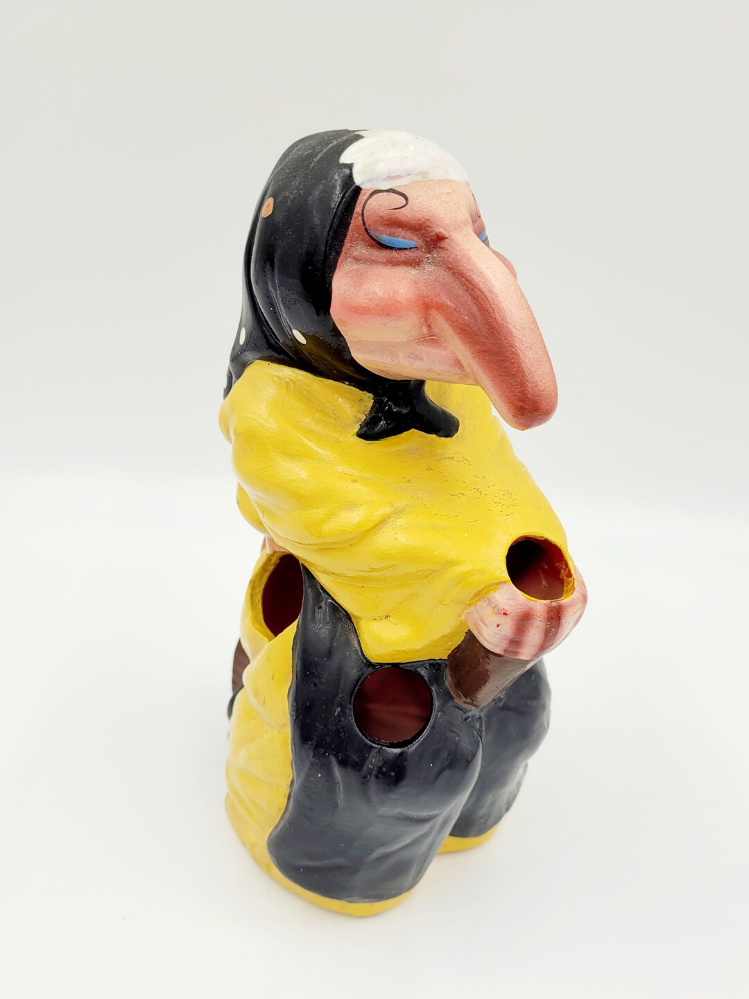 Vintage Kitchen Witch Utensil Holder Babushka Big Nose Good Luck Witch ...