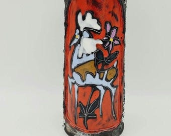 Vintage Mid Century Modern Italian Art Pottery Fat Lava Vase Signed Home Decor