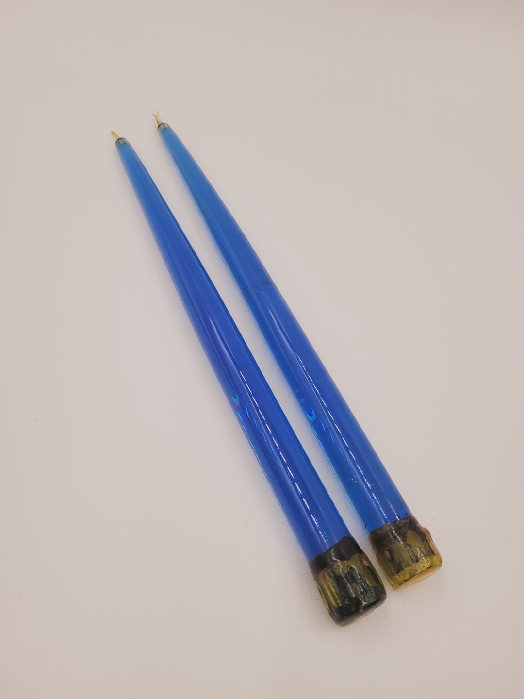 Vintage Mid Century Modern Pair of Blue Lucite Candles Home Decor Etsy