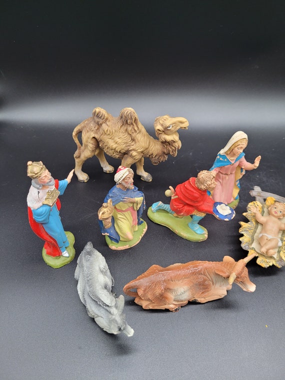 Vintage 13pc Fontanini Depose Italy Nativity Set Spider Mark
