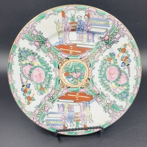Vintage Chinese Famille Rose Medallion Porcelain Plate Chinese Export Home Decor