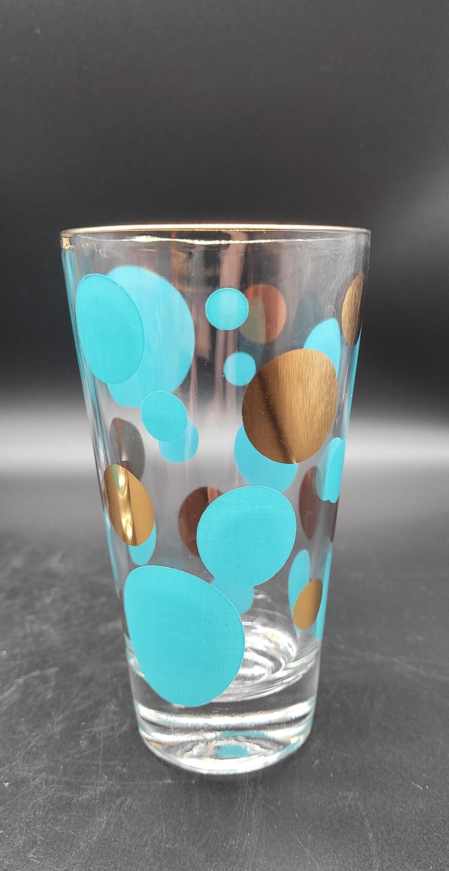 Vintage MCM Russel Wright Eclipse Turquoise and Gold Tumblers Set 