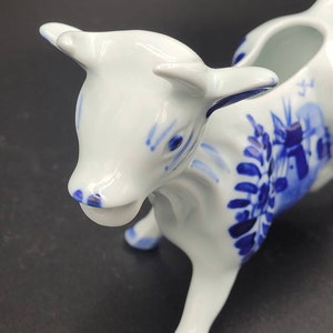 Vintage Delft Blue Hand Painted Cow Creamer Figurine Holland Collectible Kitchen Decor