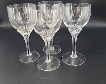 Vintage Set of 4 Belfor Exquisite Crystal Black Core Stemmed Wine Glasses Czechoslovakia Barware Home Decor